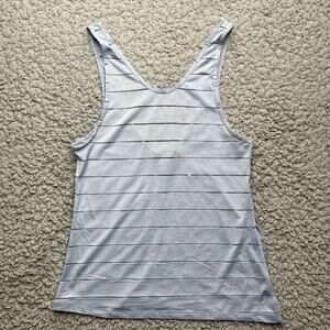 Athleta Athletic Tank Top Womens XS Blue Sheer Striped Running Yoga